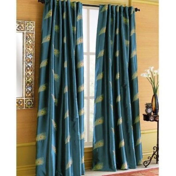 Set of 2 Pier 1 Imports Peacock Curtain Panels - Picture 1 of 3